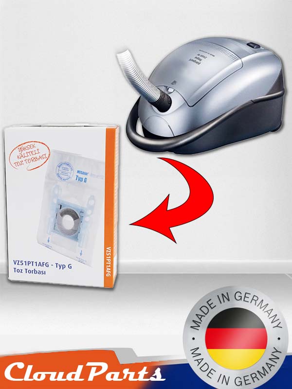 Bosch/Siemens/Profilo Elektrikli Süpürgeleri ile uyumlu  Kağıt Toz Torbası - G Tipi - 5 kağıt torba ve 1 mikrofiltre (uyumluluğu sorunuz)