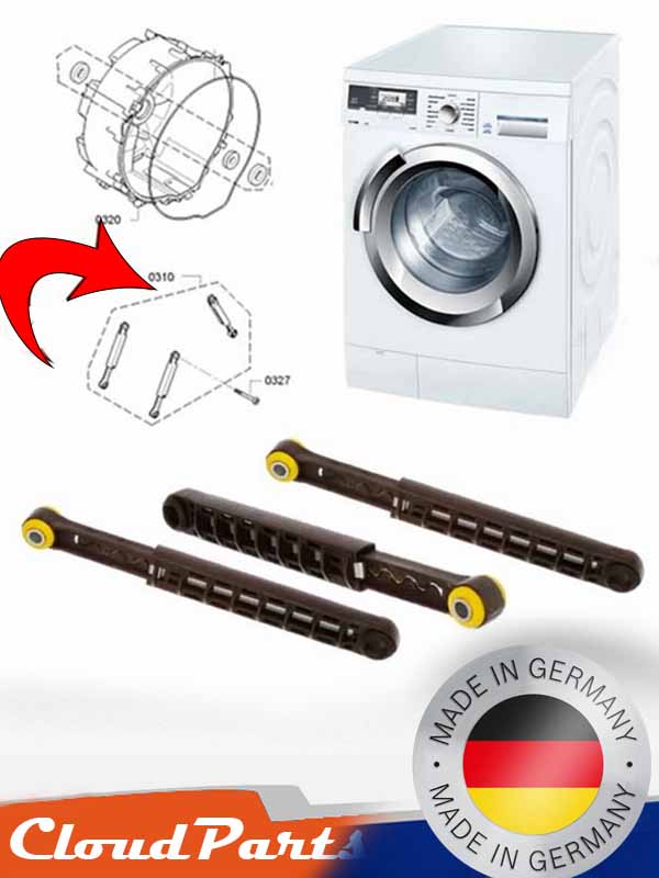 Sıkma programında yürüme, vuruntu ve aşırı gürültüyü önleyen Bosch, Siemens ve Profilo çamaşır makinesi amortisör seti